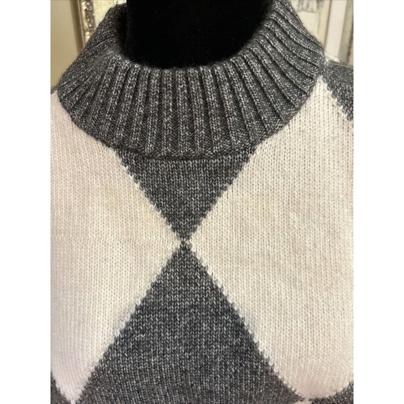 Pringle of Scotland HM Sweater Gray cream Diamond Argyle crewneck Recylced yarn - Picture 2 of 8